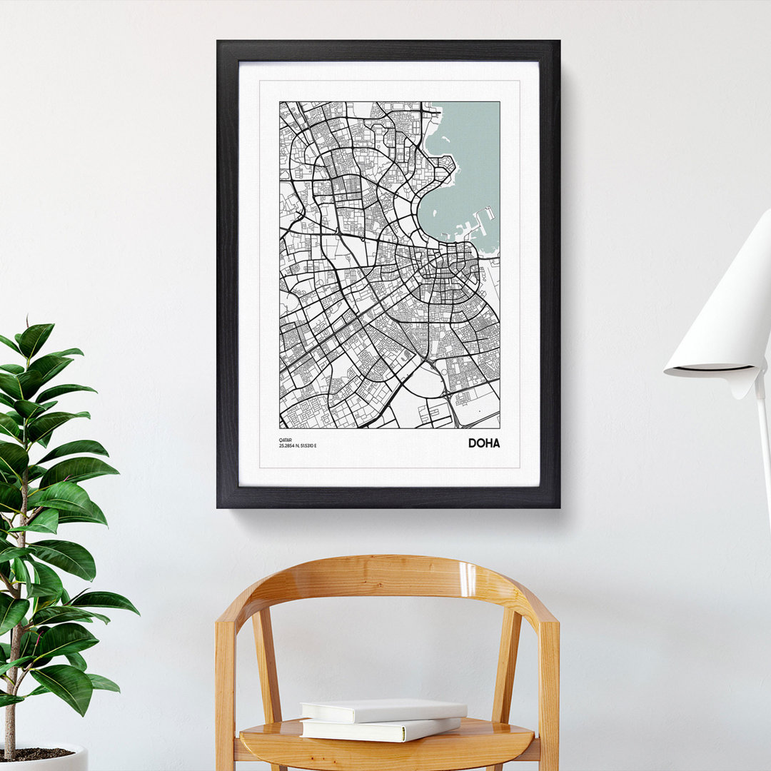 Map Doha Qatar - Picture Frame Graphic Art