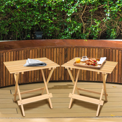 Aubreonna Pine Folding Outdoor Side Table , 18'' in. W 13.75'' in. D