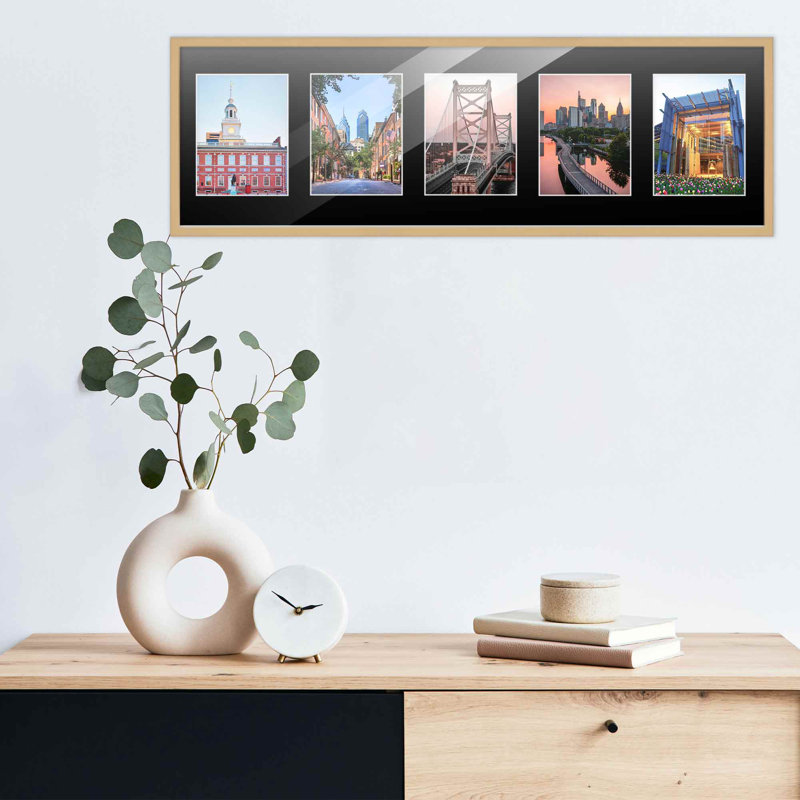 Cadre en bois, Naturel / noir, 5 po x 7 po, 8,5 po x 28,5 po