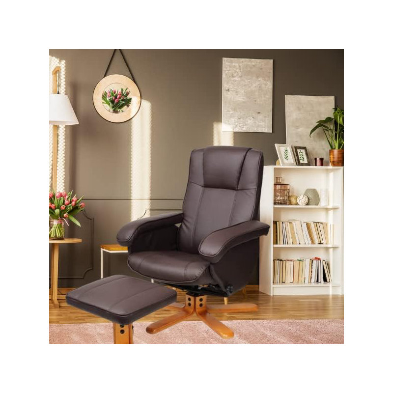 Resnick 29.5cm Wide Swivel Ergonomic Recliner, Brown