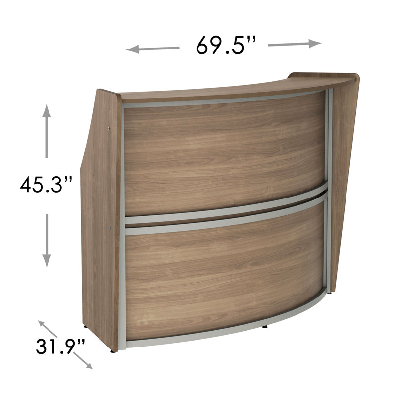 Synthetic Laminate Reception Desk, 45"H x 69.5"W x 31.9"D, Walnut