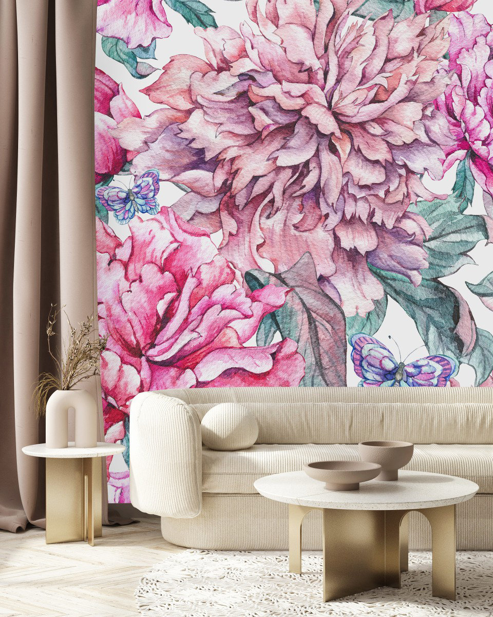 Red Barrel Studio Pink Large Peonies Wallpaper Peel And Stick And ...