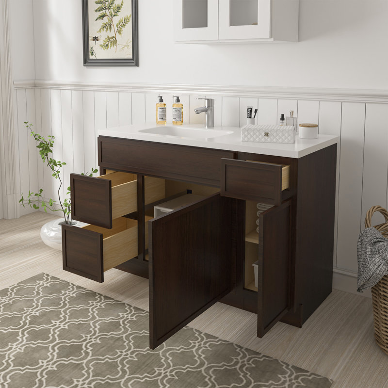 Base de meuble-lavabo simple 48 po seulement, Brun