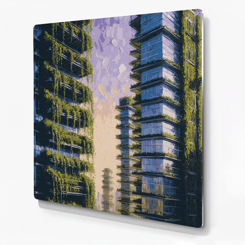 Art mural en métal bleu Sci Fi, H 12 po x l 12 po