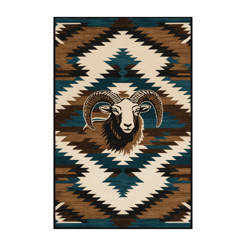  Tapis lavable Bighorn Sheep Southwestern, Tapis de couloir 2 pi x 4 pi