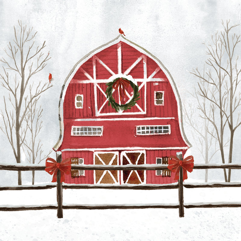 Red Barn - Wrapped Canvas Print, 30cm H x 30cm W