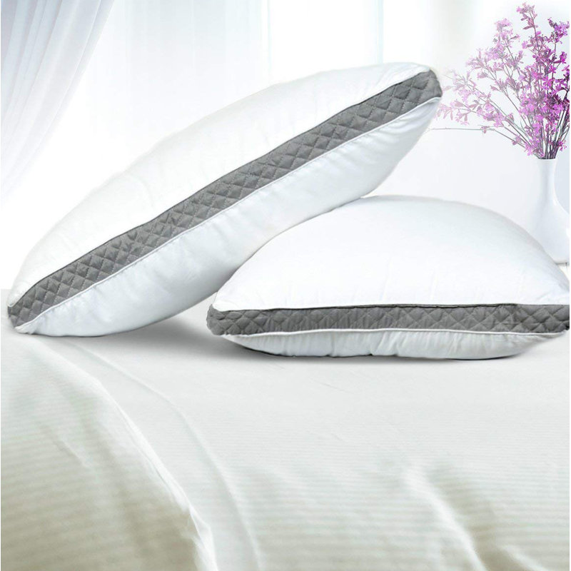 Fiber Pillow, Queen, White/Gray