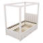 Lit simple à baldaquin simple tapissier beige avec lit gigogne et 3 tiroirs de rangement, structure de lit peu encombrante-444106968