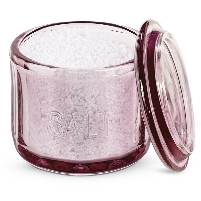 Salière en verre embossé 10 oz avec couvercle, Rose