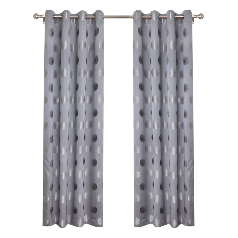 Paire de rideaux obscurcissant à pois Syverson, Gris