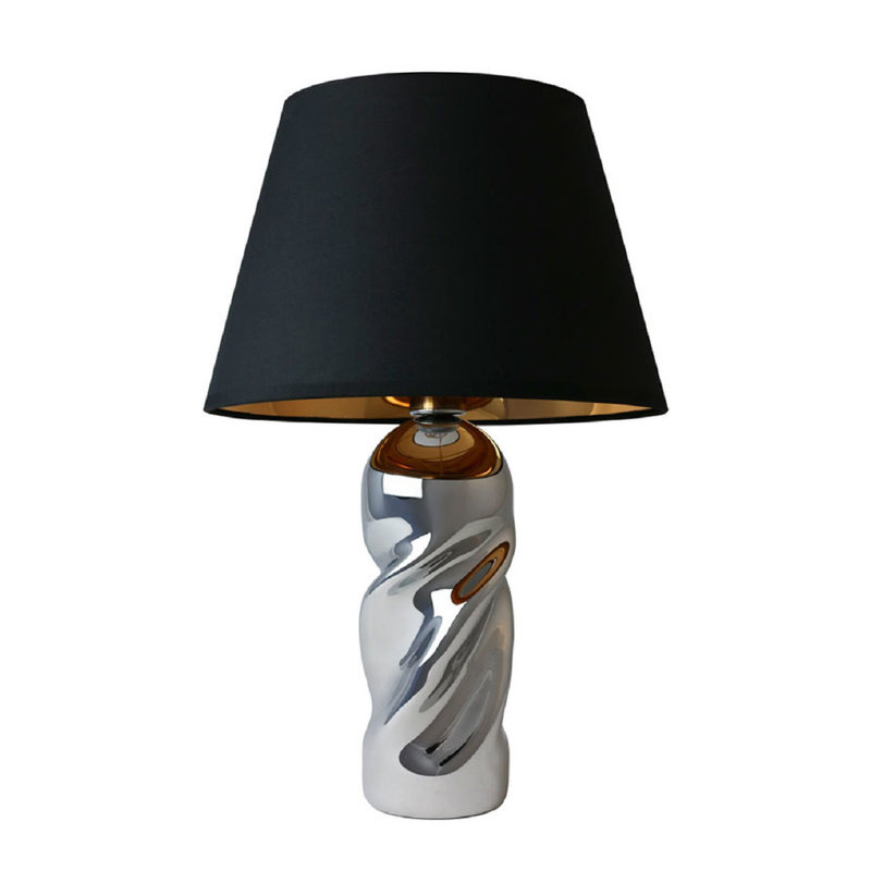 Pillar Glass Table Lamp, Silver/Black
