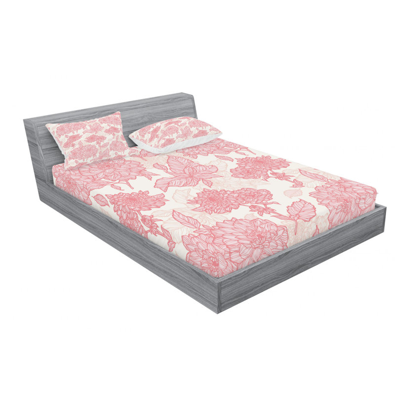 Microfiber Floral Sheet Set, Twin XL Sheet Set with Fitted Sheet, Pink Floral