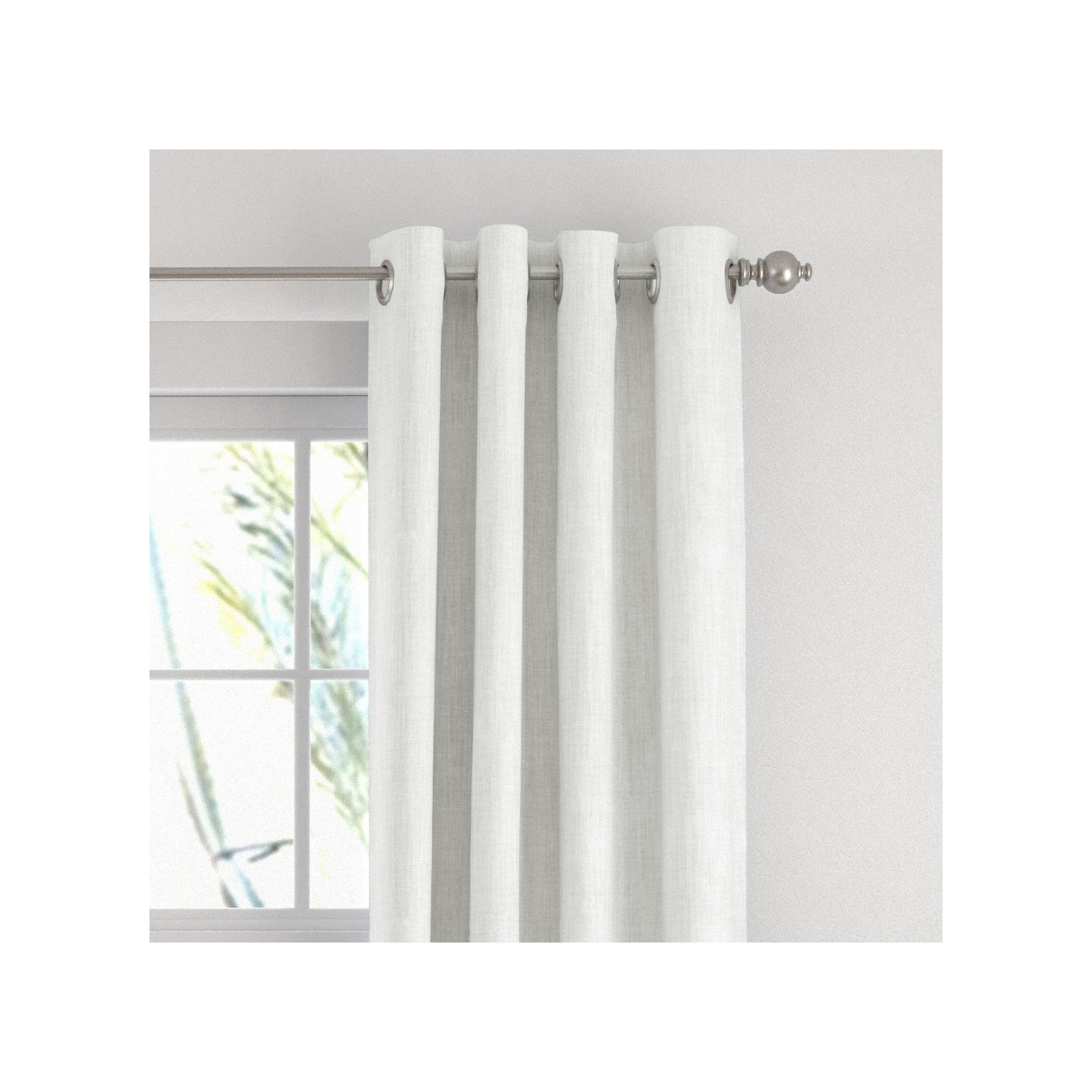 100% Blackout Textured Linen-Blend Grommet Curtain Set, White, 50" W x 96" L