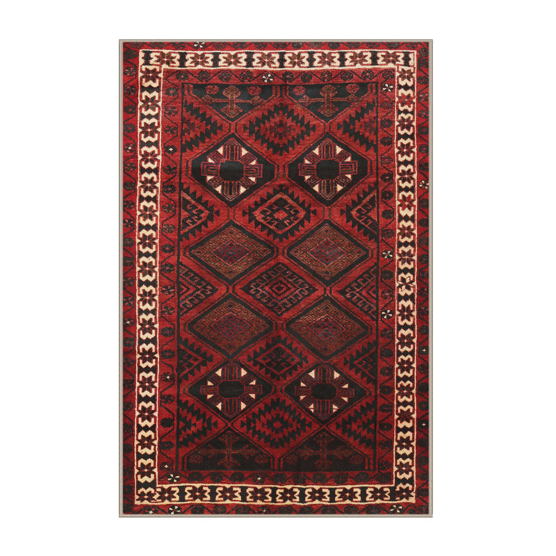 Tapis brun / rouge traditionnel, Rectangle 8 pi x 10 pi
