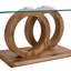 Une table basse rectangulaire moderne et tendance avec un plateau en verre trempé et des pieds en grain de bois. Convient au salon: 47,2 po x 25,4 po x 17,9 po