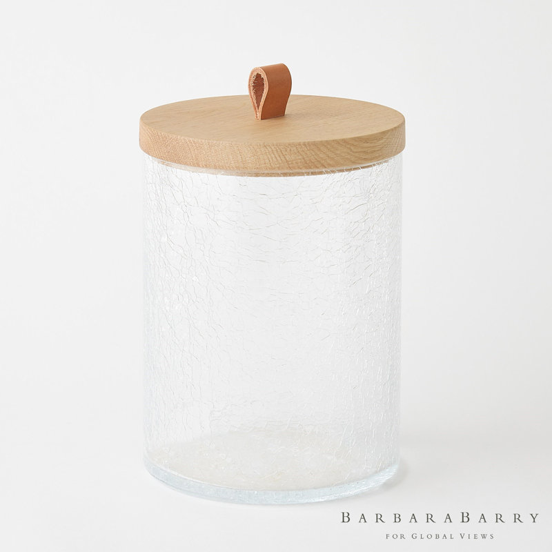 Crackle Glass Canister w/Lid, 89.6 oz