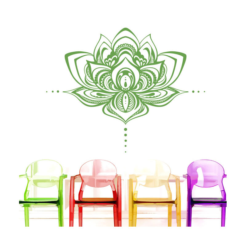 Décalcomanie murale fleur lotus Natazhat, Vert citronnier