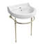 Console Whitehaus de 22 po avec cuve semi-circulaire, repose-pieds en laiton massif et porte-serviettes à l'avant-116863423-116863418