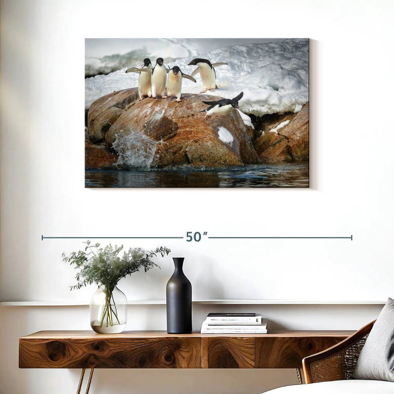 Pingouins plongeant dans l'eau, H 24 po x l 36 po