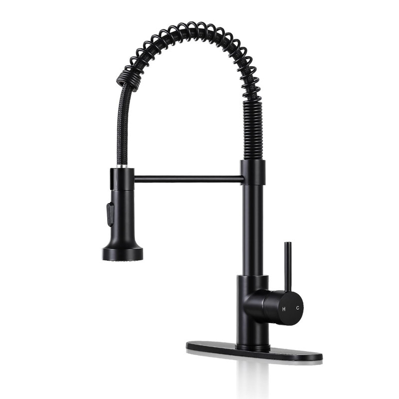 Kitchen Faucets with Pull Down Sprayer, Satin Black