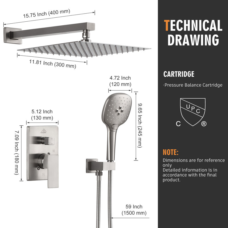 Robinet de douche avec valve brute, Nickel brossé