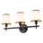 Modern 3-Light Armed Wall Sconce with Ribbed Glass Shades in Matte Black - 22.24" W Hardwired Dimmable Hallway Light for Entryway Living Room Bedroom