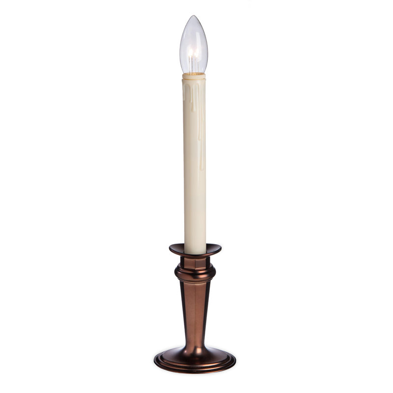Traditional Battery-Powered Window Candle with Timer, Bronze