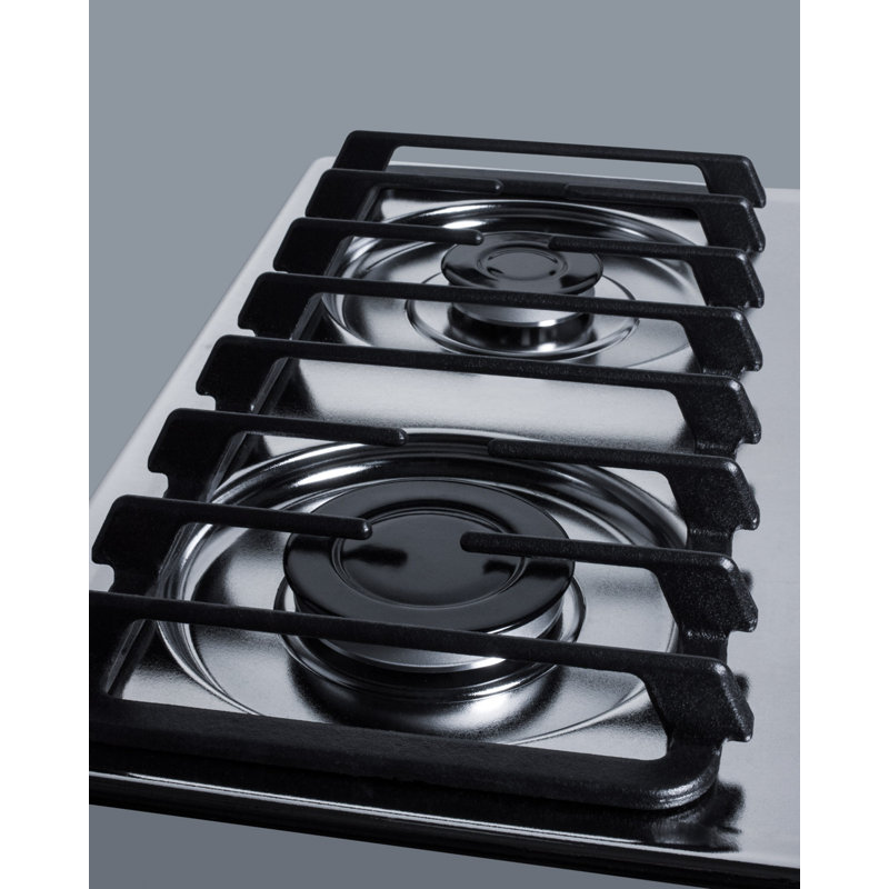 24" Chrome Gas Cooktop with 4 Sealed Burners and Cast Iron Grates