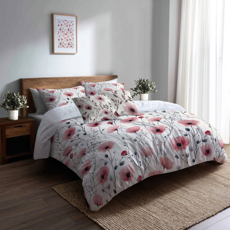 Ensemble d'édredon floral 6 pièces - Ensemble d'édredon Country Farmhouse Rose Meadow