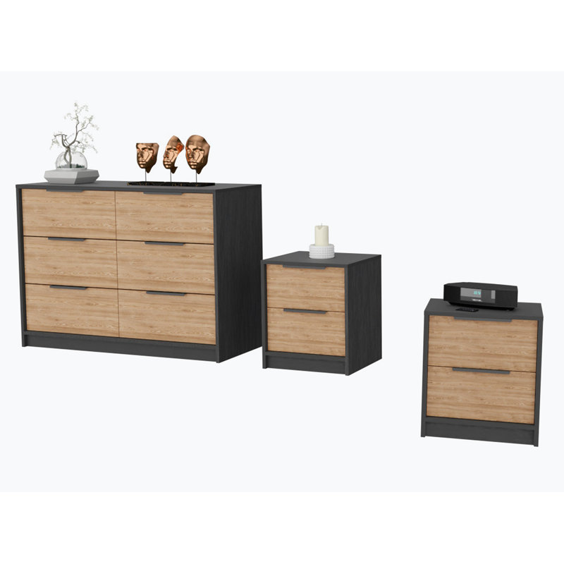 Ensemble de chambre à coucher 3 pièces Misti, Brun