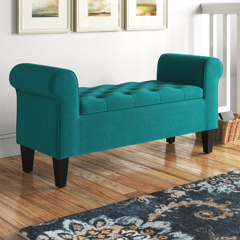 Karle Upholstered Flip Top Storage Bench, Green