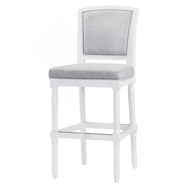 Tabouret 31 "de hauteur bar avec siège et dossier rembourrés, 1 pièce, Siège gris / cadre blanc