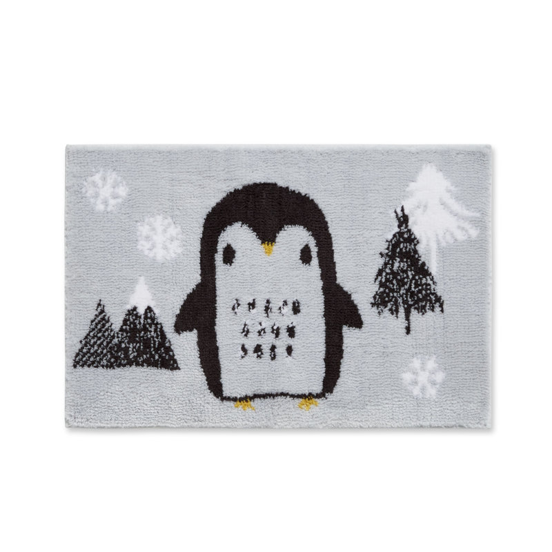 Cosy Penguin 40x60cm Bath Mat Grey