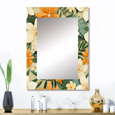 Apollon mangue Bloom motif tropical - miroir mural tropical, miroir décoratif tropical, impression d'art en métal
