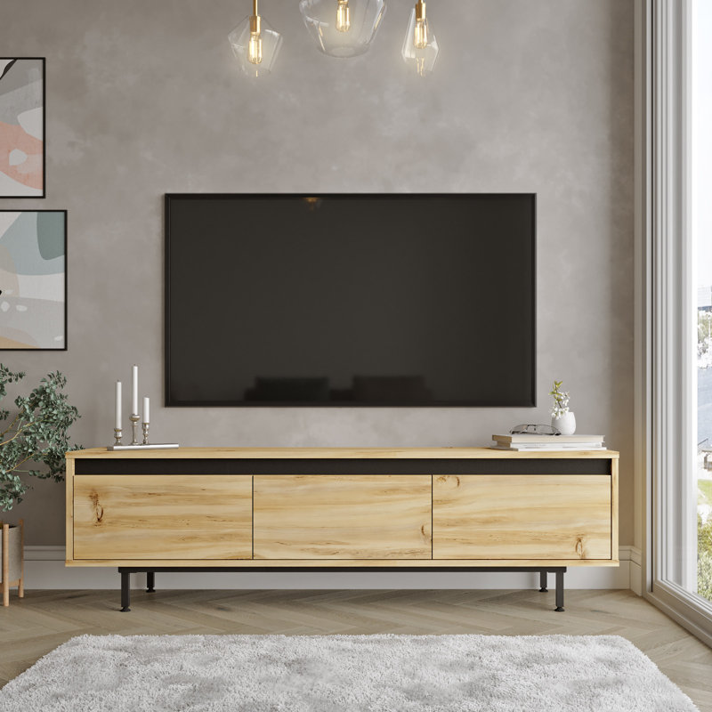 Unfinished TV Stand for TVs up to 60", Oak/Black