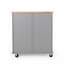 Chariot pour îlot de cuisine sur roulettes 31,5 po - Plateau en bois d'hévéa, 2 tiroirs + 3 tablettes + armoire (gris)-548461872