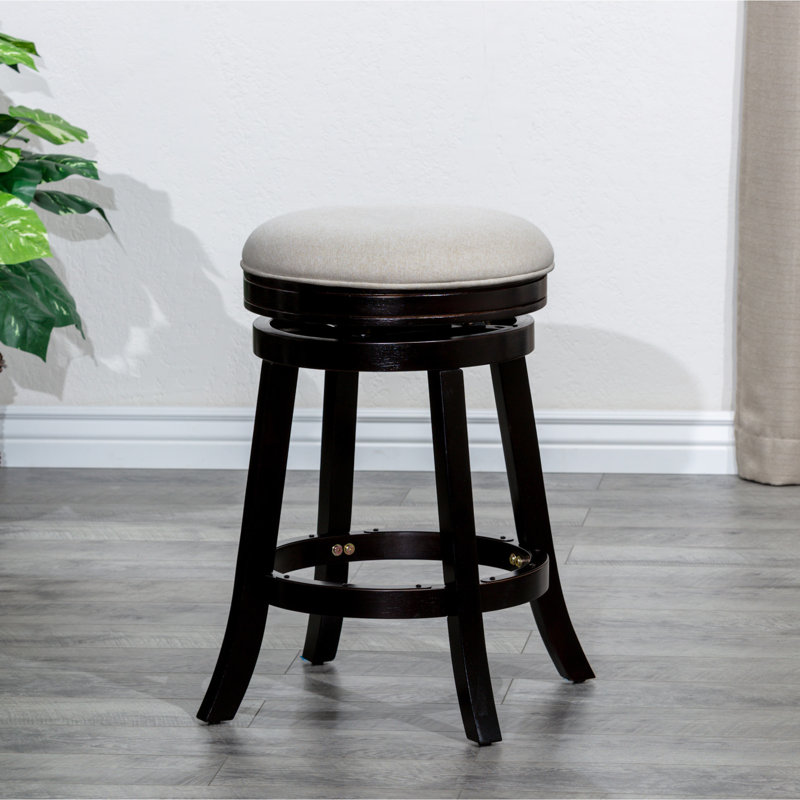 Tabouret de bar de 30 po, housse de siège en tissu beige, bois franc, pivot pour tabouret à mobilité accrue, finition texturée, siège confortable, qualité de fabrication rotative à 360 degrés