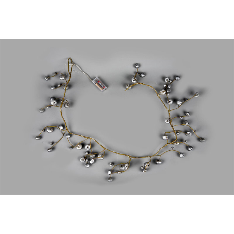 35cm Lighted Faux Garland with Lights, Silver