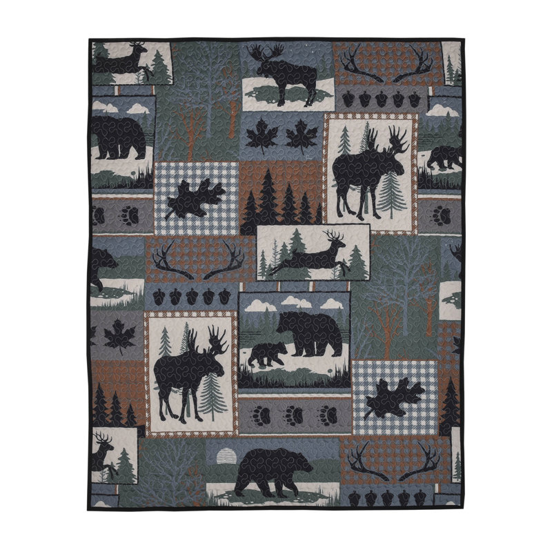 Woodland Forest Patchwork Checkered 60" x 50" Decorative Throw Quilt Blanket