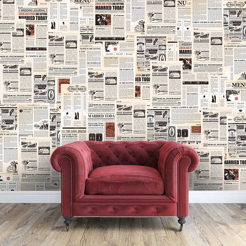 Décalcomanie murale rétro, H 70,87 po x l 110,24 po, Noir / Beige