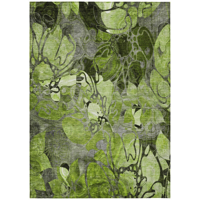 Tapis intérieur / extérieur en polyester tissé à la machine Alfonzo, Rectangulaire 3 pi x 5 pi