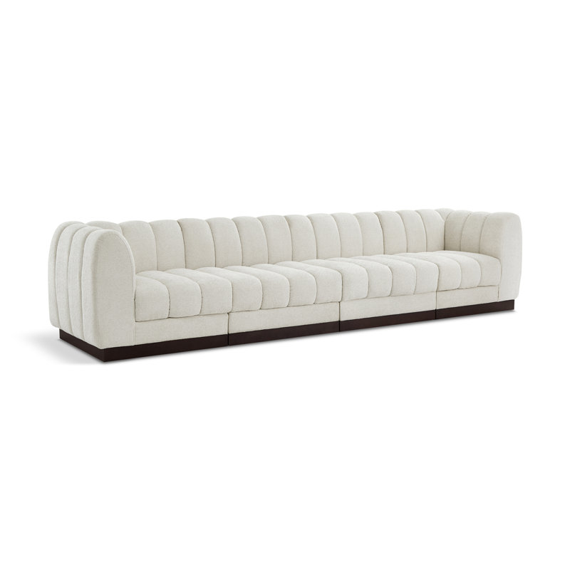 Quinn 133" Upholstered Sofa, Cream Chenille Fabric