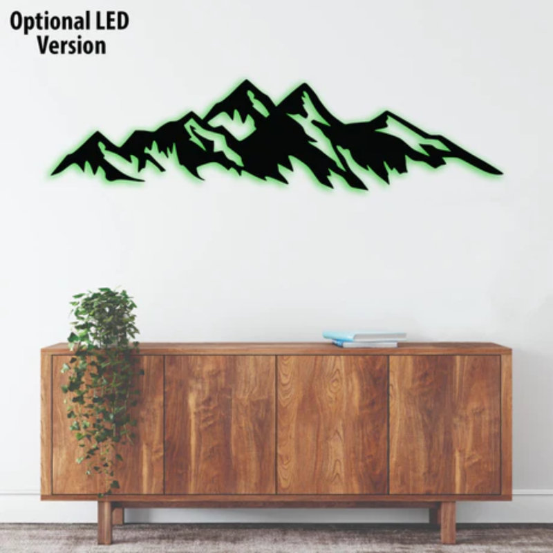 Art mural en métal montagnes - chaîne de montagnes, art mural silhouette - sculpture de paysage naturel - décoration murale rustique d'extérieur - art industriel moderne en métal - décoration intérieure inspirée de la nature - pièce d'art audacie