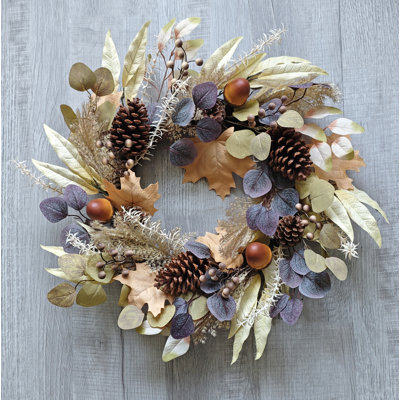 Fall Wreath, 22"Acorn/Wheat/Pinecone/Eucalyptus