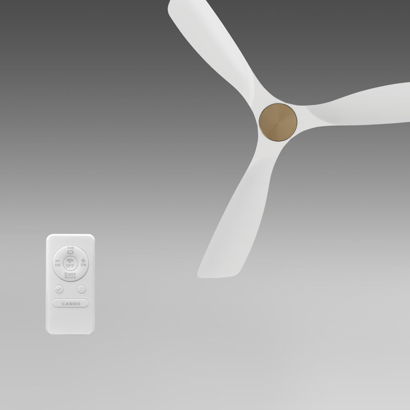 Ventilateur de plafond 52 "à moteur à courant continu blanc avec télécommande, tige incluse, sans lumière, Blanc / Blanc