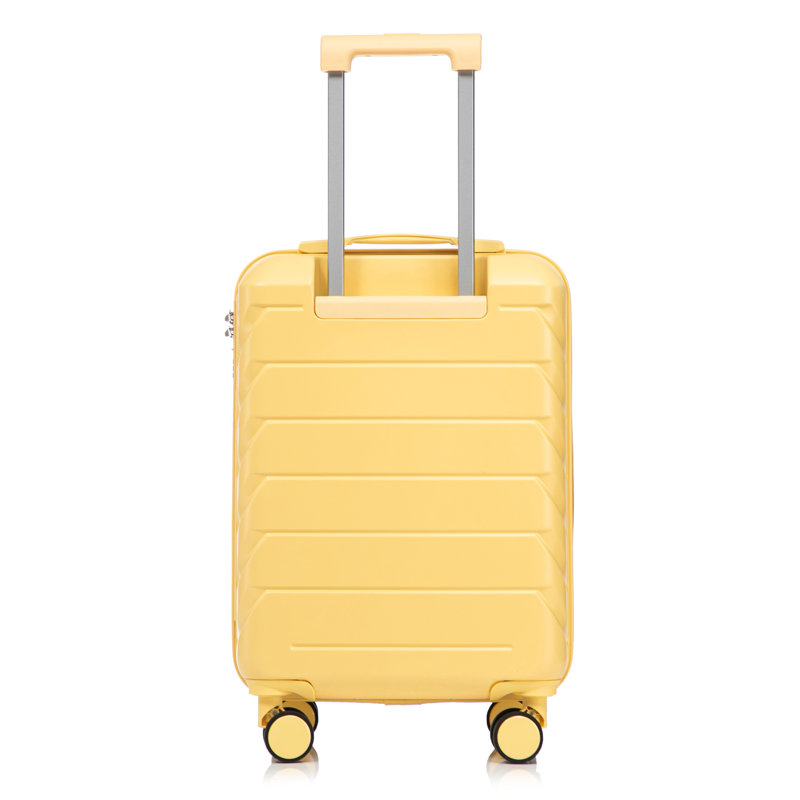 14"/20" 2 pcs/set in ABS Spinner Wheel Luggage, with Combination Lock,14" Cosmetic Case (Yellow)