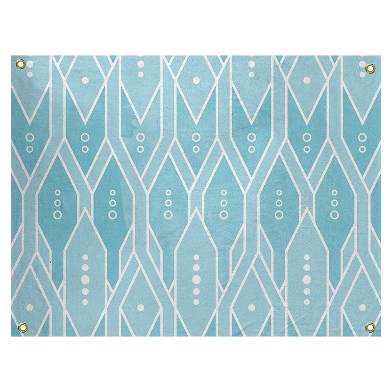 Tapisserie murale treillis, H 59 po x l 80 po, Bleu sarcelle