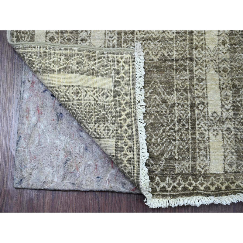 Tapis de couloir en laine noué à la main 2 pi 5 po x 11 pi 6 po brun à motif géométrique d'influence berbère