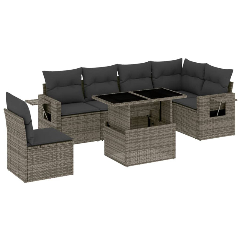 Ensemble de canapé de jardin modulaire en rotin PE gris 7 pièces Vidaxl