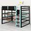 Lit mezzanine multifonctionnel en bois avec bureau intégré, tablettes de rangement et éclairage RVB-1401984344-1401984347